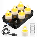 PChero Rechargeable Flameless Tealights - Remote & Timer, 6 Pack