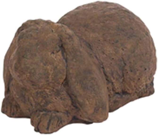 Solid Rock Stoneworks Crouching Long Ear Bunny Concrete Statue, 6" Tall, Espresso