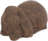 Solid Rock Stoneworks Crouching Long Ear Bunny Concrete Statue, 6" Tall, Espresso