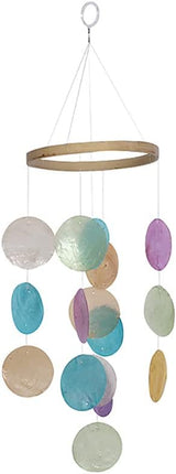 Wind Chimes Outdoor Hanging Capiz Shell Handmade Rattan Wind Chime,Patio Lawn Garden Sea Home Decor Ocean Capiz Wind Chime Mobile