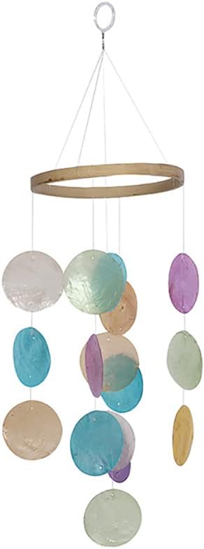 Wind Chimes Outdoor Hanging Capiz Shell Handmade Rattan Wind Chime,Patio Lawn Garden Sea Home Decor Ocean Capiz Wind Chime Mobile