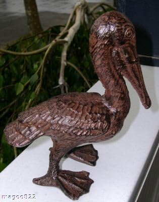 Full-Bodied Cast Iron Pelican Garden Figure