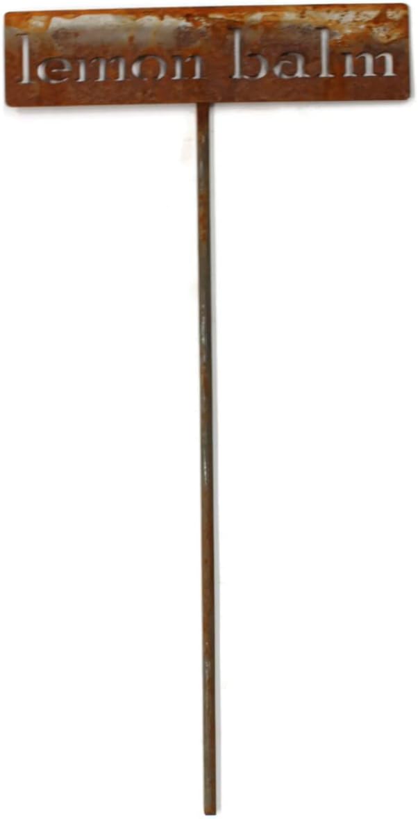 Classic Metal Garden Markers 19 Inches Tall (lemon balm, Naturally Rusted)
