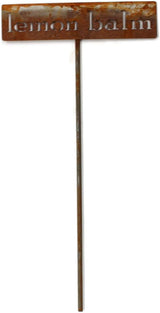 Classic Metal Garden Markers 19 Inches Tall (lemon balm, Naturally Rusted)