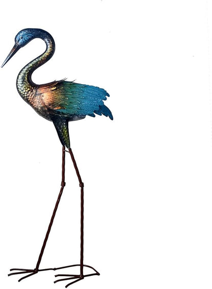 Colorful Metal Crane Statues Outdoor Garden Yard Art for Patio Lawn Backyard Decoration