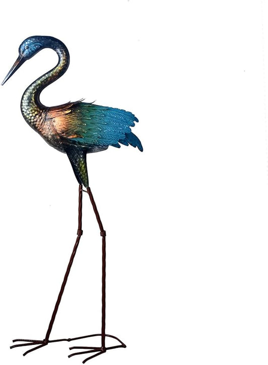 Colorful Metal Crane Statues Outdoor Garden Yard Art for Patio Lawn Backyard Decoration