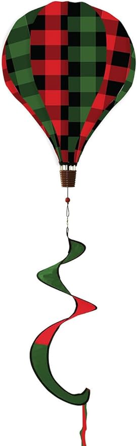 Green and Red Check Deluxe Hot Air Balloon Windsock Everyday Wind Twister Everyday 54" L Briarwood Lane