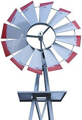HomGarden 8ft Windmill Yard Ornametal Metal Garden Wind Mill Farm Weather Vane Weather Resistant Decoration for Home, Backyard