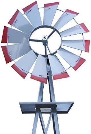 HomGarden 8ft Windmill Yard Ornametal Metal Garden Wind Mill Farm Weather Vane Weather Resistant Decoration for Home, Backyard