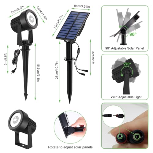 Solar Spotlights Outdoor Waterproof, Warm White Landscape Lights