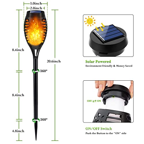 Solar Torch Lights - 6 Pack Flickering Flame