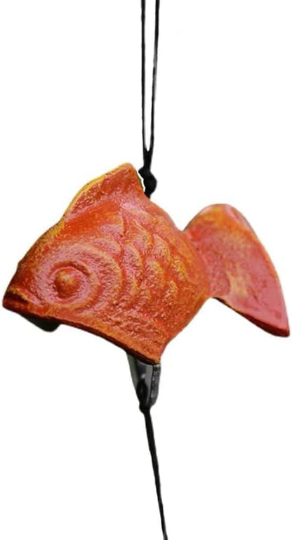 Japanese Goldfish Bless Small Wind Chimes Outdoor, Goldfish Iwachu Cast Iron Lucky Temple Wind Bell Memorial and Sympathy Wind Chimes for Outside Good Luck for Garden, Patio, Balcony