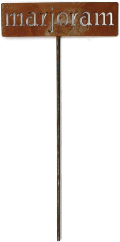 Classic Metal Garden Markers 19 Inches Tall (marjoram, Naturally Rusted)