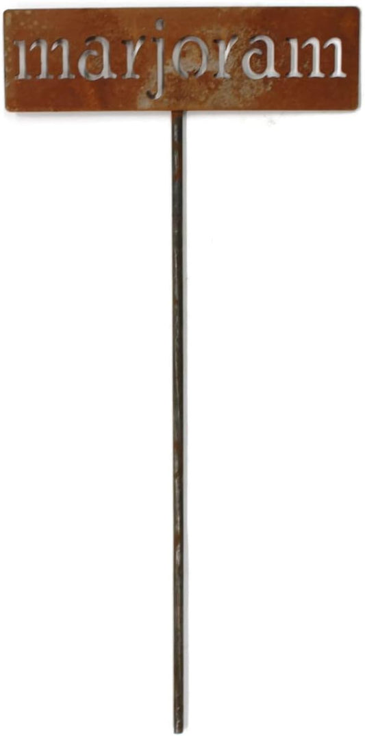 Classic Metal Garden Markers 19 Inches Tall (marjoram, Naturally Rusted)