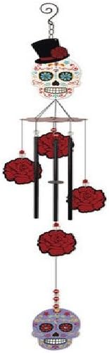 Sunset Vista Designs 14691 Day of The Dead Metal Wind Chime, White Sugar Skull 38 inch