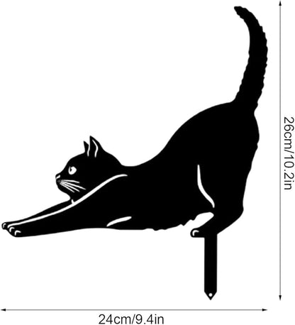 Yard Ornaments, Garden Outdoor Statues Animal Stakes, Metal Black Cat Stake Garden Garden Statue, Garden Stakes Decorative for Yard Decor and Lawn Ornaments (B)