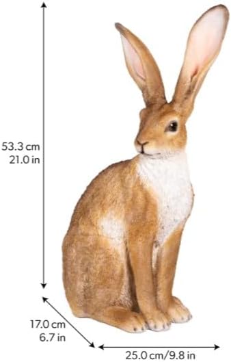 Large Garden Rabbit Statues Set of 2, Weather Resistant Outdoor Bunny Figurines, Decorative Hare Sculptures for Yard Lawn Patio Porch, Resin Easter Spring Garden Decor (21–22.8 Inch)