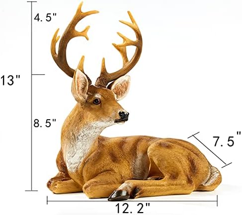 JHVYF Adorable Deer Statue Decor for Garden Yard Buck & Doe Lying Outdoor Sculptures for Home Decor 312