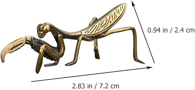 Metal Mantis Brass Praying Mantis Mini Fairy Garden Animal Figurines Lawn Patio Tree Ornaments Sculpture Micro Landscape Ornaments for Backyard Desk
