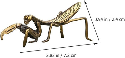 Metal Mantis Brass Praying Mantis Mini Fairy Garden Animal Figurines Lawn Patio Tree Ornaments Sculpture Micro Landscape Ornaments for Backyard Desk