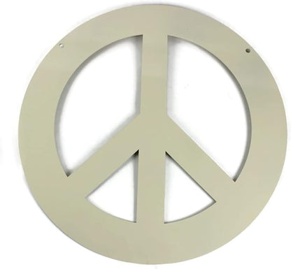 Peace and Heart Staked Signs or Wall Art Rustic or Powder Coated Finishes (Large Peace Hanger 18", Cream)