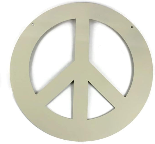 Peace and Heart Staked Signs or Wall Art Rustic or Powder Coated Finishes (Large Peace Hanger 18", Cream)