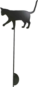 Pets and Farm Animals Metal Garden Landscape Stake (9" Wide Cat on Stake, Bronze Charcoal)