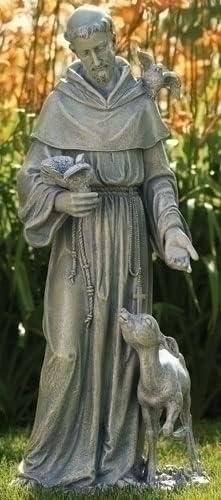 Joseph's Studio by Roman – 36.5" St. Francis with Fawn Garden Statue – Religious Outdoor Decor for Yard, Lawn, or Memorial