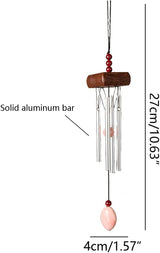 i-lan 2 Pack Small Silver Wind Chimes for Outside, Mini Aluminum Tubes with Ceramic Drop, Gentle Soothing Sound for Garden Patio Porch Decor, Zen Hanging Memorial Gifts for Mom Backyard Balcony