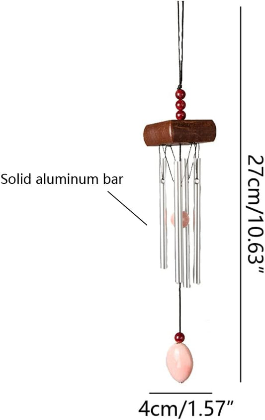 i-lan 2 Pack Small Silver Wind Chimes for Outside, Mini Aluminum Tubes with Ceramic Drop, Gentle Soothing Sound for Garden Patio Porch Decor, Zen Hanging Memorial Gifts for Mom Backyard Balcony