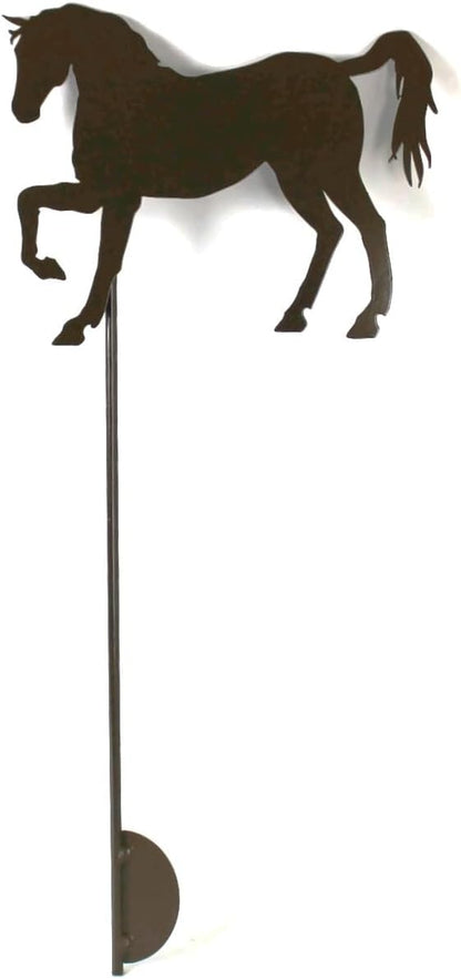 Pets and Farm Animals Metal Garden Landscape Stake (9" Wide Horse on Stake, Gloss Brown)
