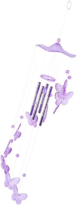 Luxshiny Purple Butterfly Wind Chime Pendant for Courtyard and Home Decor Metal and Plastic Craft with Pleasant Sound Hanging Bell Decoration and