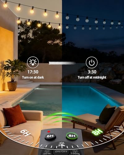Xylenthia 50FT G40 LED String Lights - Waterproof, Remote Control
