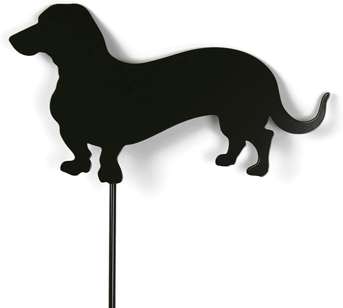 Pets and Farm Animals Metal Garden Landscape Stake (11.5" Wide Wiener Dog on Stake, Bronze Charcoal)
