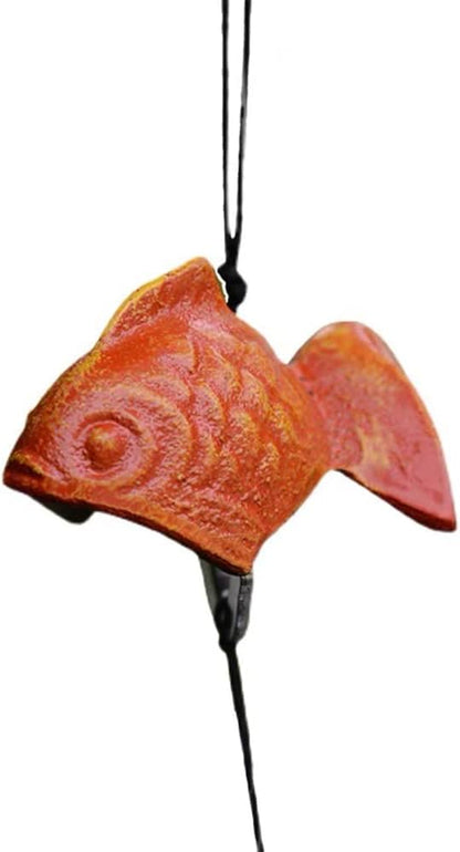 Japanese Goldfish Bless Small Wind Chimes Outdoor, Iwachu Cast Iron Lucky Temple Wind Bell Memorial and Sympathy Wind Chimes for Outside Good Luck for Garden, Patio, Balcony（Goldfish）