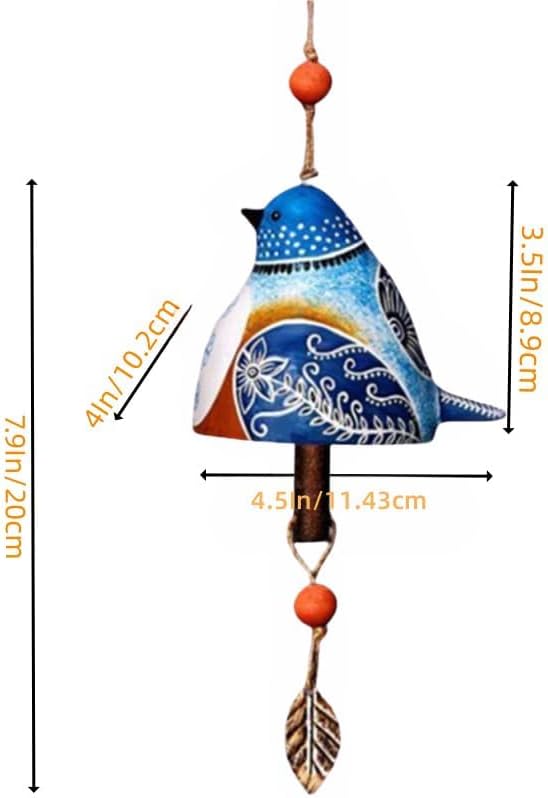 Wind Chimes for Outside – Handcrafted Small Wind Chime with Metal Leaf & Colorful Beads, Weather-Resistant Outdoor Hanging Decor for Garden, Patio, or Balcony (Single Bird-Blue)