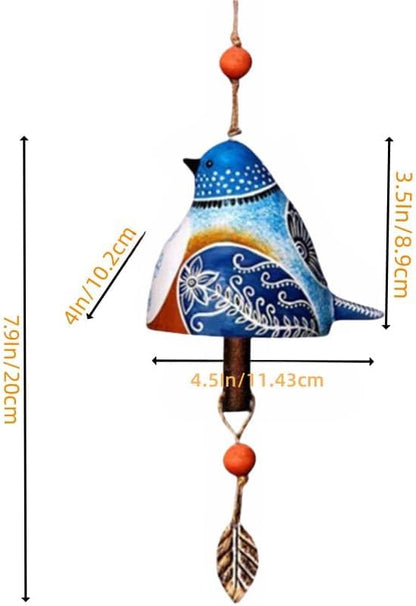 Wind Chimes for Outside – Handcrafted Small Wind Chime with Metal Leaf & Colorful Beads, Weather-Resistant Outdoor Hanging Decor for Garden, Patio, or Balcony (Single Bird-Blue)