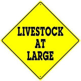 Metal Tin Sign Wall Decor Livestock at Large Animal Farm Ranch Crossing Caution Xing Security Metal Tin Signs Outdoor & Indoor Safety Sign 12" x 12" (2 Pack)
