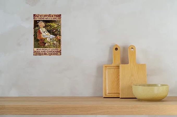 Garden Signs A Girl Loves Dogs and Gardening Vintage Metal Tin Sign Garden Decor For Bedroom Home Hotel Bar Cafe Wall Decoration 8x12 Inch