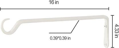 AILIN YELOKIE 16" Plant Hangers 2-Pack - Heavy Duty Rust-Resistant Steel Hooks for Bird Feeders, Indoor/Outdoor Plants & Wall Decor, White