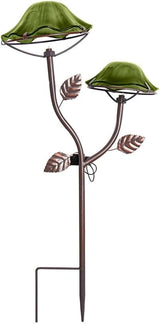 The Lakeside Collection Double Mushroom Solar Stakes - Green