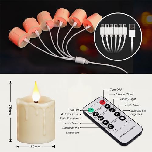 Rechargeable Tea Light Candles - 6pc Flameless with Remote & Timer