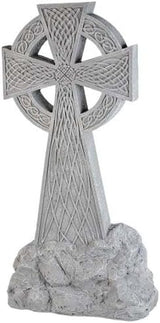 Celtic Garden Cross, Stone Finish Decorative Outdoor Cross with Intricate Knotwork Design
