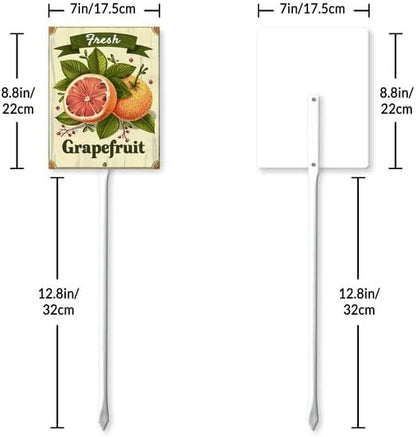 Uptell Vintage Aluminum Grapefruit Fruit Signs Yard Sign with Stake for Garden Fruit Garden Label Stakes Plant Markers for Outdoor Plants Waterproof 7x8.8 inch