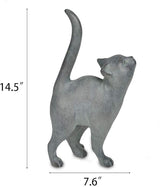 Newman House Studio Garden-Statues Cat-Figurines Home Garden Decor - Farmhouse Backyard Polyresin Kitten 7.6L x 4W x 14.5H inch
