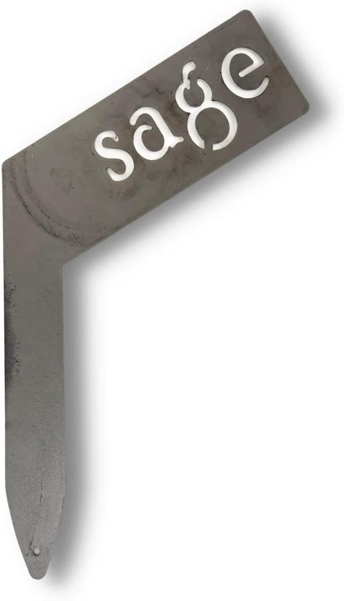Planter Size Small Metal Garden Plant Vegetable Flower or Herb Markers 13.5 Inches Tall (sage, Raw, Unfinished Steel)
