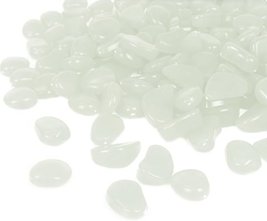 2.4Lbs 550 Pcs Glow in The Dark Stones Garden Pebbles Rocks Indoor Outdoor Decor Luminous Stone for Walkways Driveway Yard Grass Fish Tank(White in Daytime, Blue in Night)