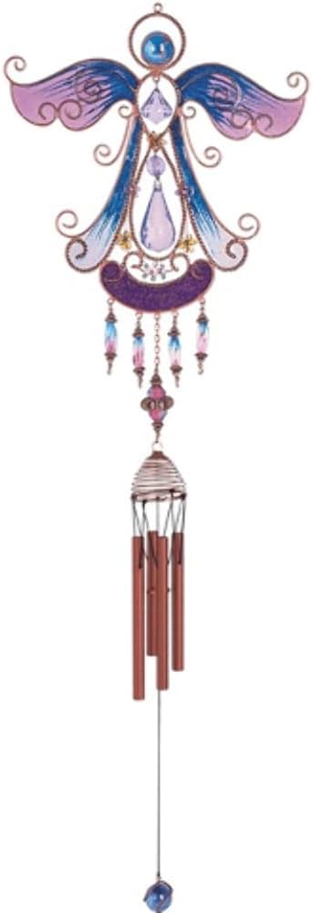 StealStreet SS-G-99879, Wind Chime Copper & Gem Angel Garden Hanging Porch Decor