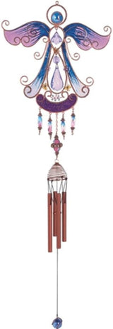 StealStreet SS-G-99879, Wind Chime Copper & Gem Angel Garden Hanging Porch Decor