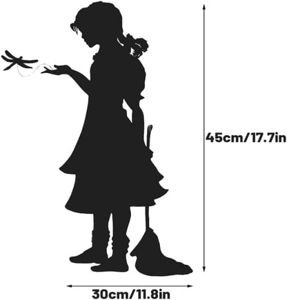 Butterfly Girl Silhouette Sculpture,Shadow Art Garden Figurines, Metal Garden Fence Stake for Lawn Outdoor Patio Home Decor (A)